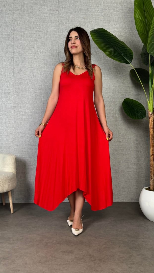 Girince 162472 Women's Maxi Dress with Shoulder Straps and Buckle Detail