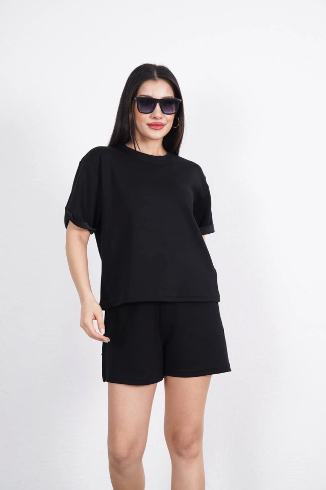 Girince Osy 162240 Black Modal T-shirt and Shorts Set