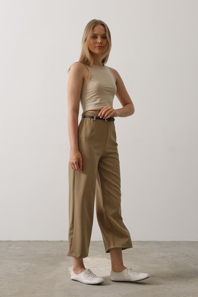 Girince 161879 Belt-Detailed Trousers - Khaki