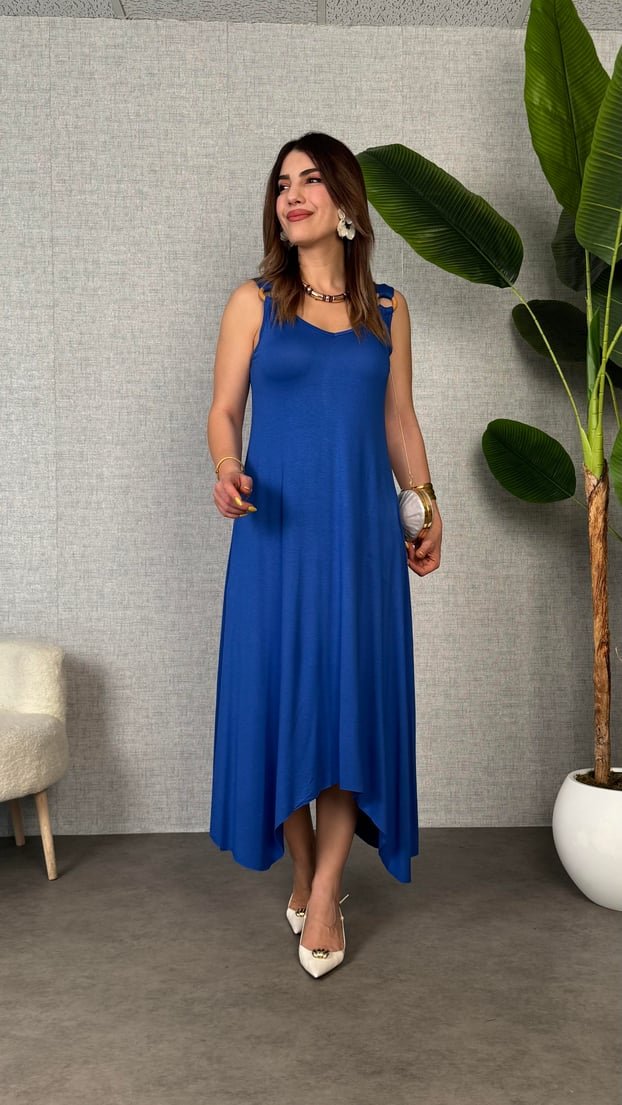 Girince 161617 Women's V-Neck Asymmetric Hem Dress