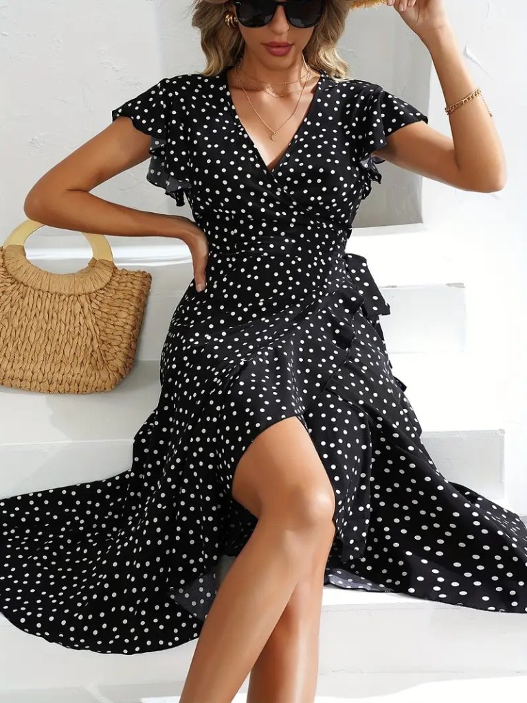 Girince 161209 Women's Polka Dot Wrap Dress