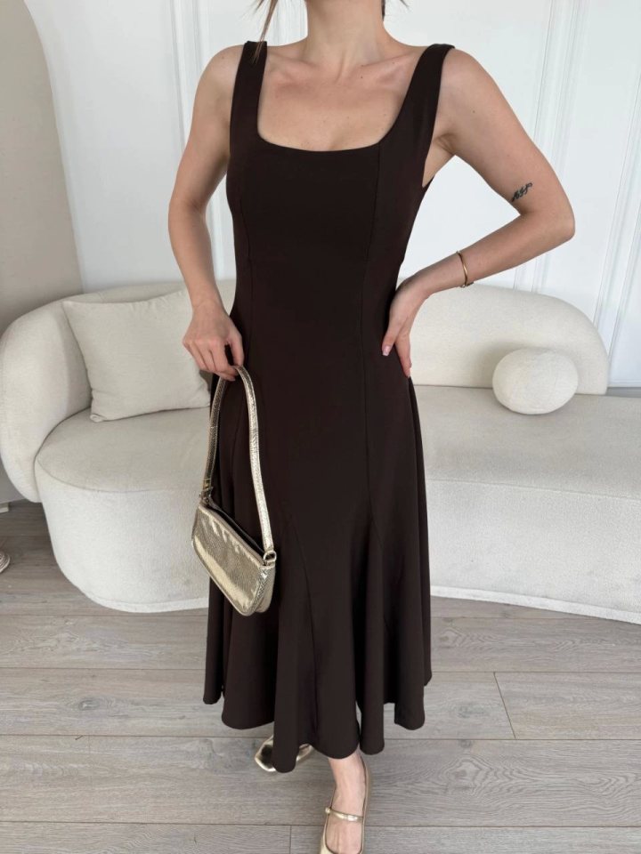Girince 161175 Brown Sleeveless Long Dress