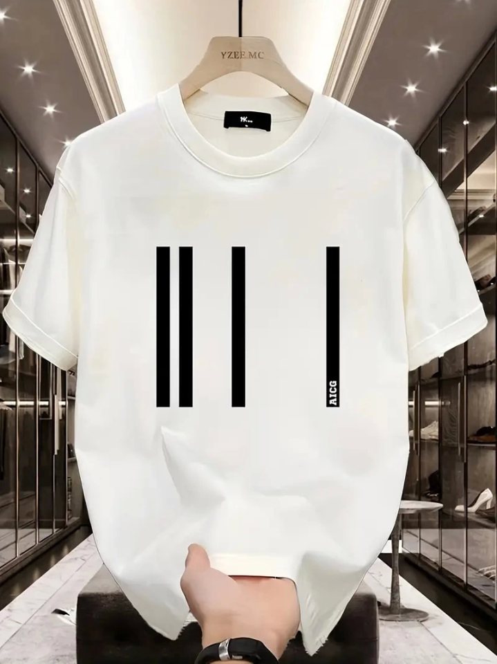 Girince 159026 Printed Oversized Crew-Neck T-Shirt - White
