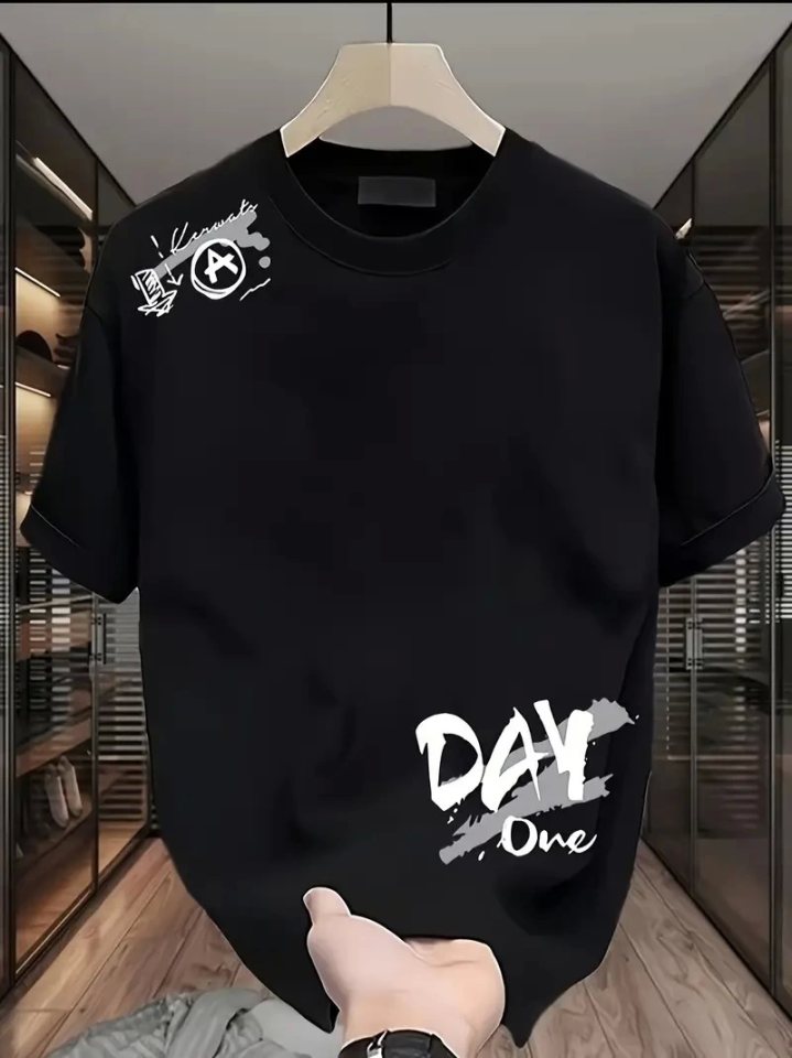 Girince 159024 Black Oversized Graphic T-Shirt