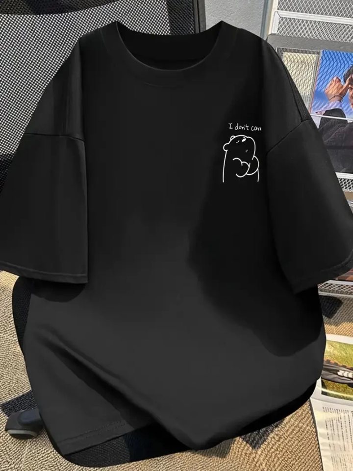 Girince 159021 Black Oversized Graphic T-Shirt