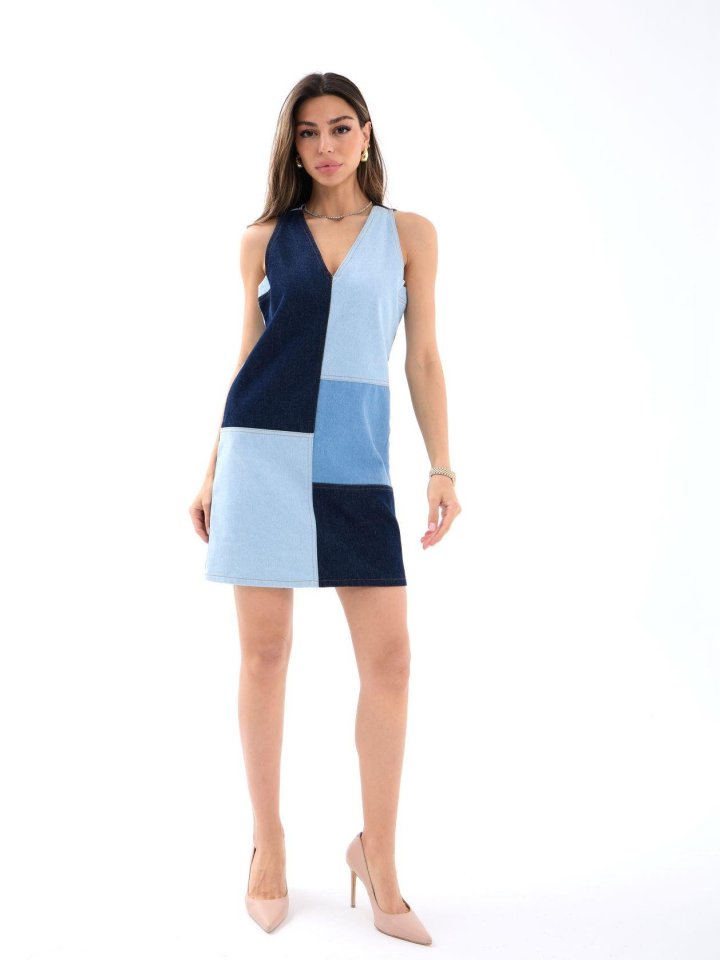 Girince 7385 Blue Denim Dress