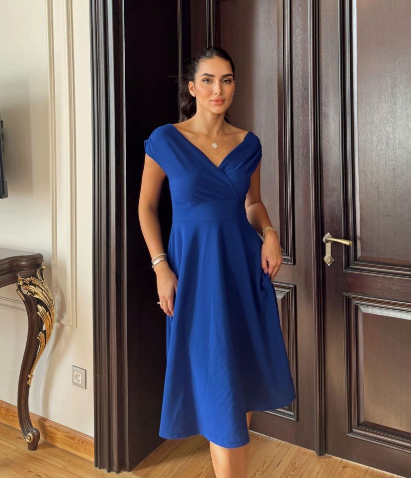 Girince 156174 Women's Short-Sleeve Crepe Wrap-Neck Dress
