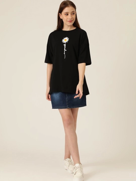 Baskılı T-shirt - Siyah