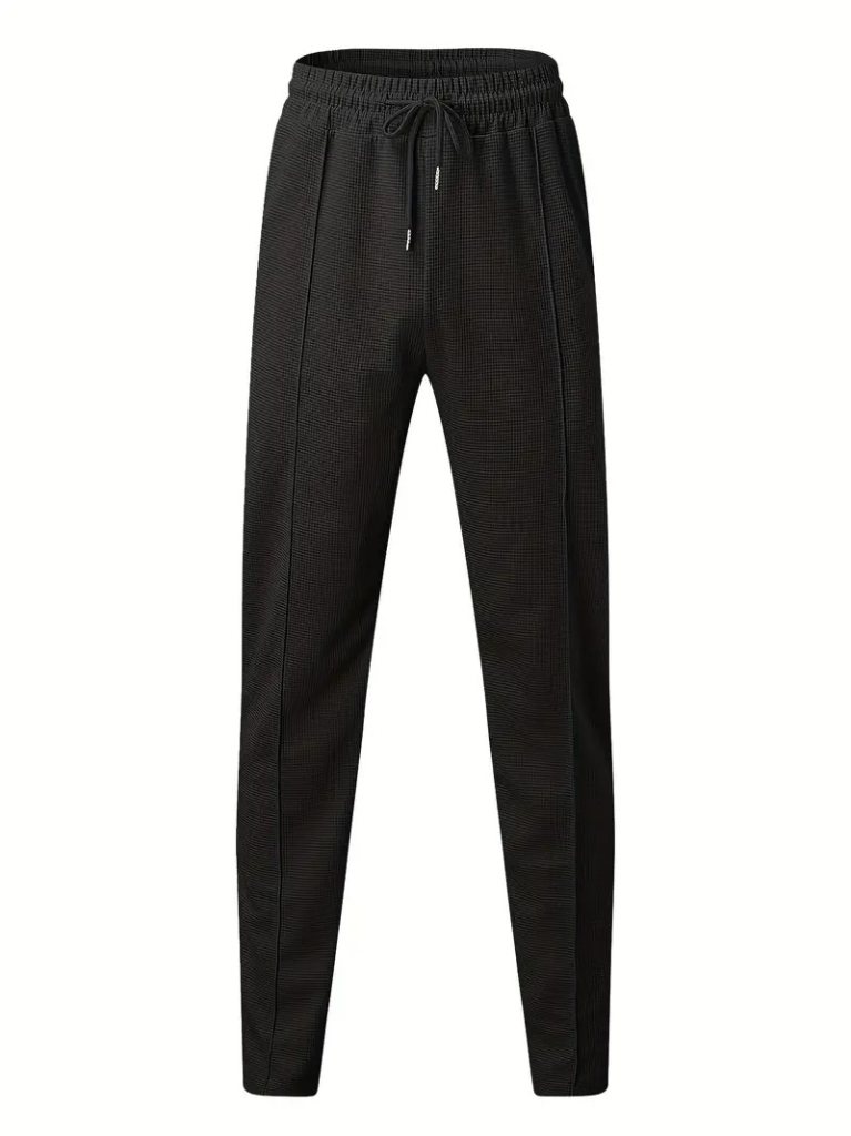Girince 141989 Men's High-Waist Waffle Trousers with Drawstring and Pockets