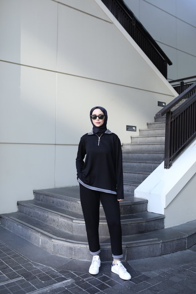 Girince 139334 Women’s Ribbed Blouse and High-Waist Trousers Set