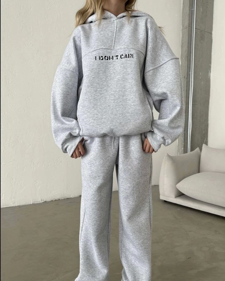 Girince 138711 Embroidered Women's Sweat Set - Grey