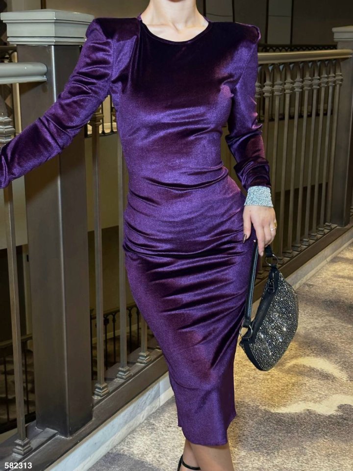 Girince 136305 Women's Velvet Midi Dress