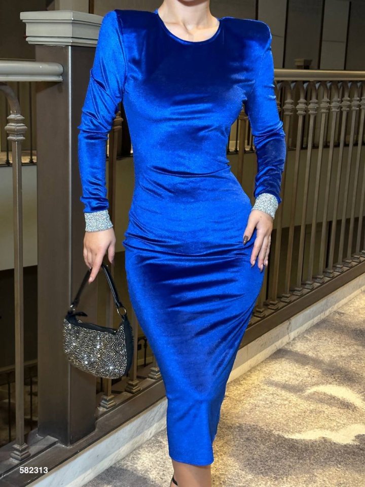 Girince 136302 Women's Velvet Midi Dress