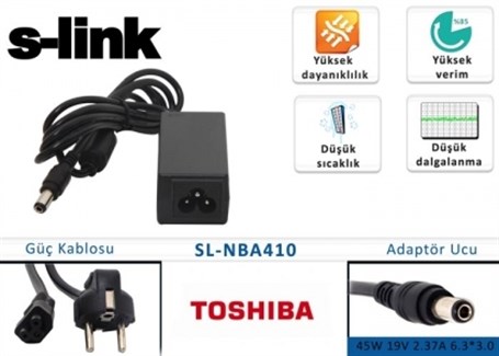 S-Link SL-NBA410 45W Toshiba Laptop Adapter, 19V 2.37A, 6.3*3.0