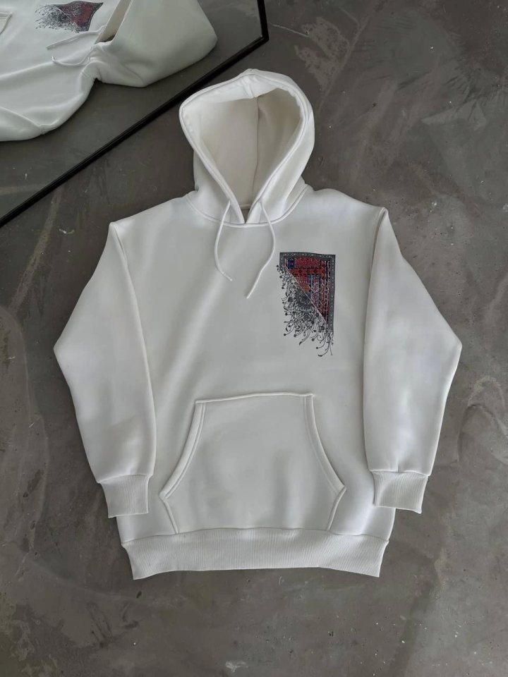 Girince 133017 White Printed Hoodie