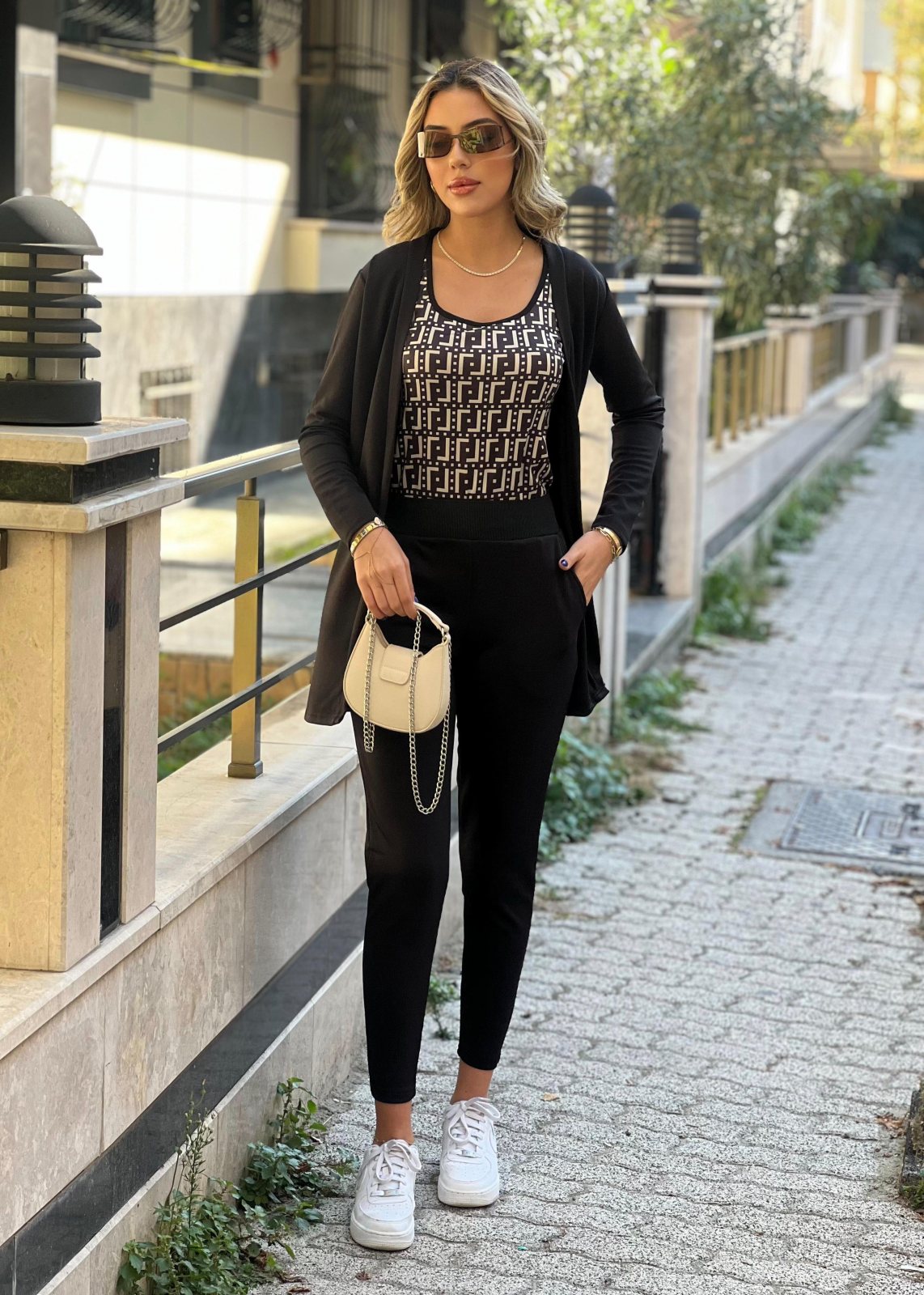 Girince 132803 Women's Long-Sleeve Crepe Three-Piece Set