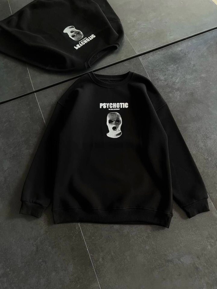 Girince 131881 Black Printed Crew-Neck Sweatshirt