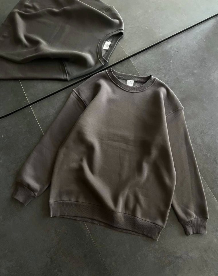 Girince 131878 Women's Crew Neck Basic Sweatshirt - Smoke Grey