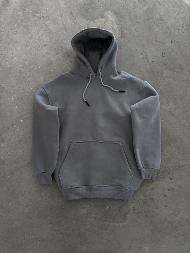 Girince 131804 Hooded Three-Thread Basic Sweatshirt – Dyed Grey
