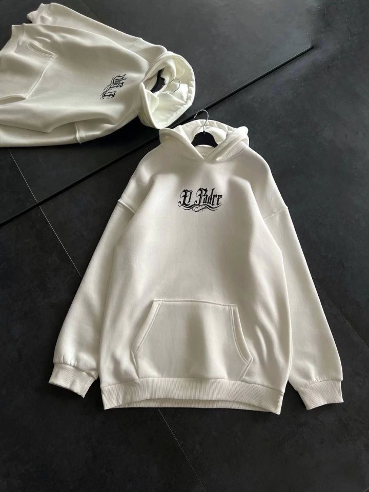 Girince 131701 Women's Printed Hooded Sweatshirt, White