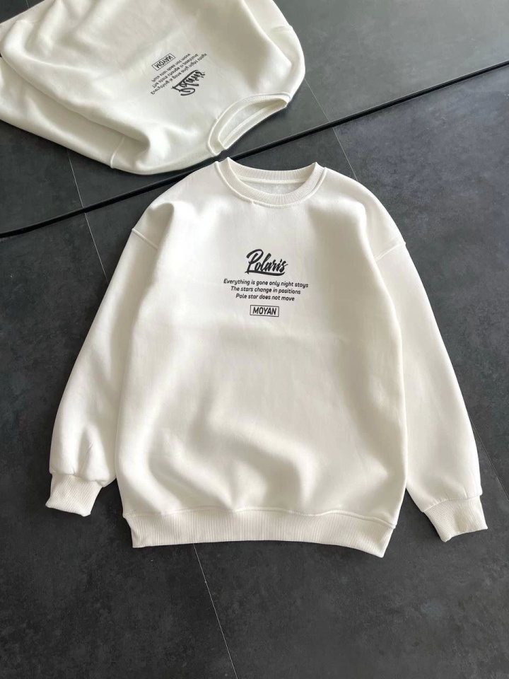 Girince 131697 White Printed Crew Neck Sweatshirt