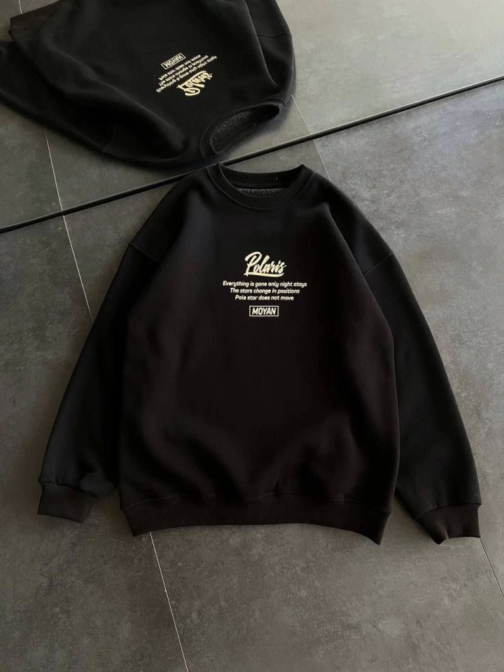 Girince 131696 Black Printed Crew Neck Sweatshirt