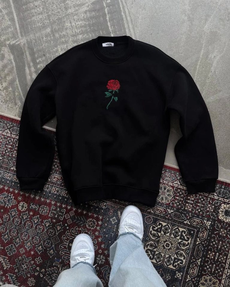 Girince 131695 Black Oversized Printed Sweatshirt