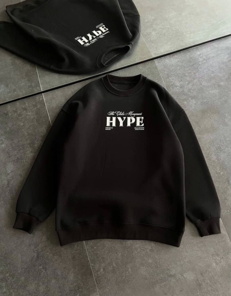 Girince 131536 Black Crew Neck Printed Sweatshirt