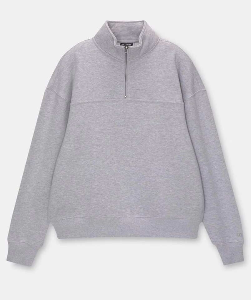 Girince 131434 Oversized Grey Half-Zip Sweatshirt