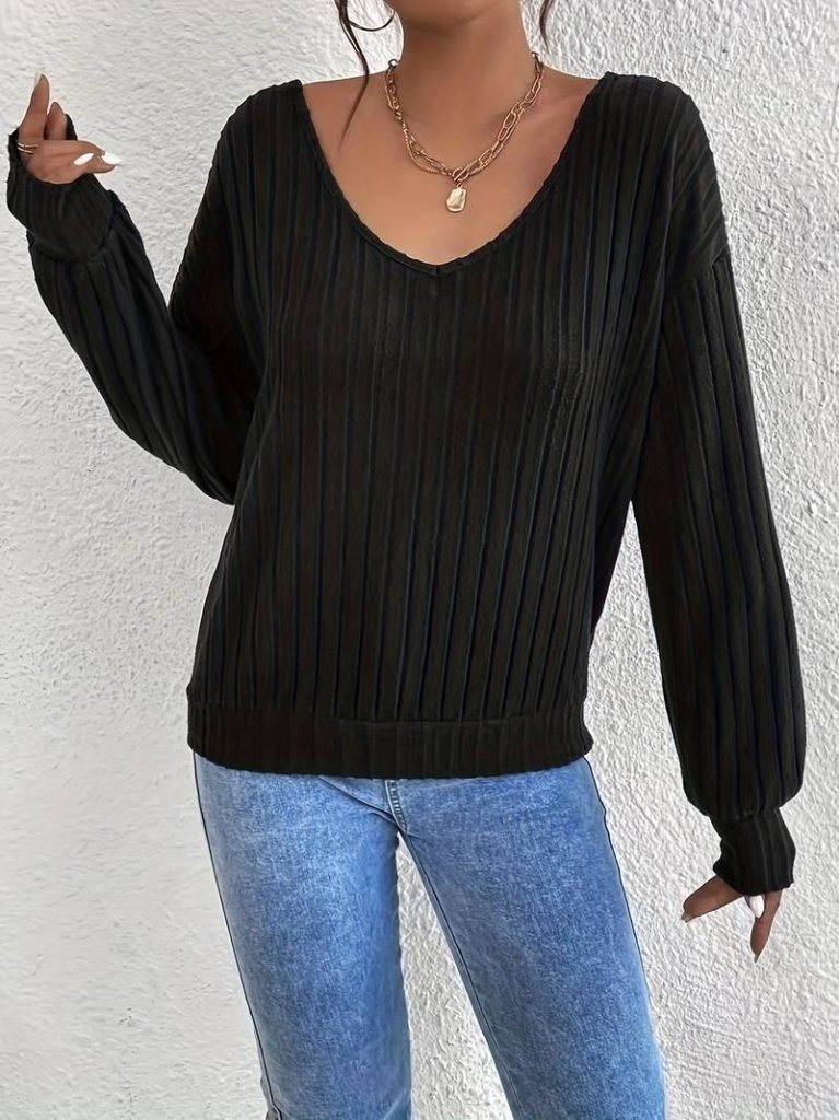 Girince 131375 Women's Long-Sleeve V-Neck Blouse