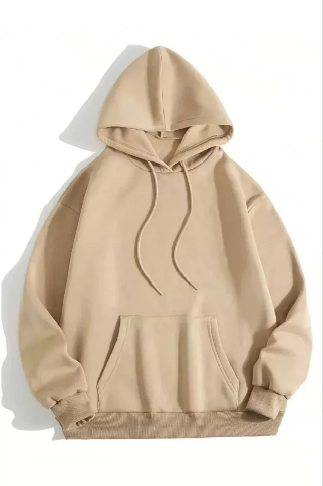 Girince 126678 Unisex Beige Hooded Sweatshirt
