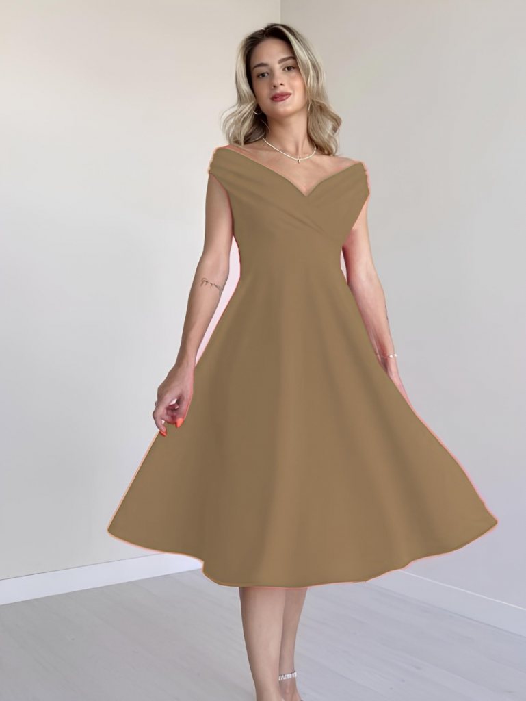 Girince 124312 Women's Short-Sleeve Crepe Wrap-Neck Dress