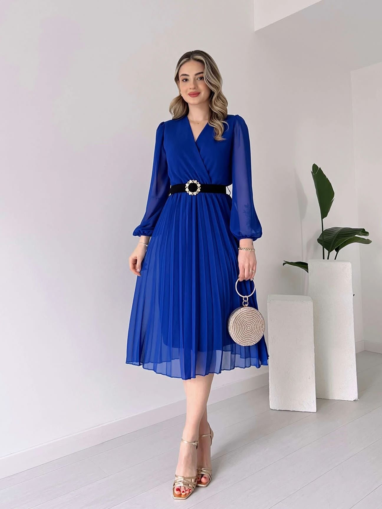 Girince 123397 Women's Chiffon Lined Midi Dress