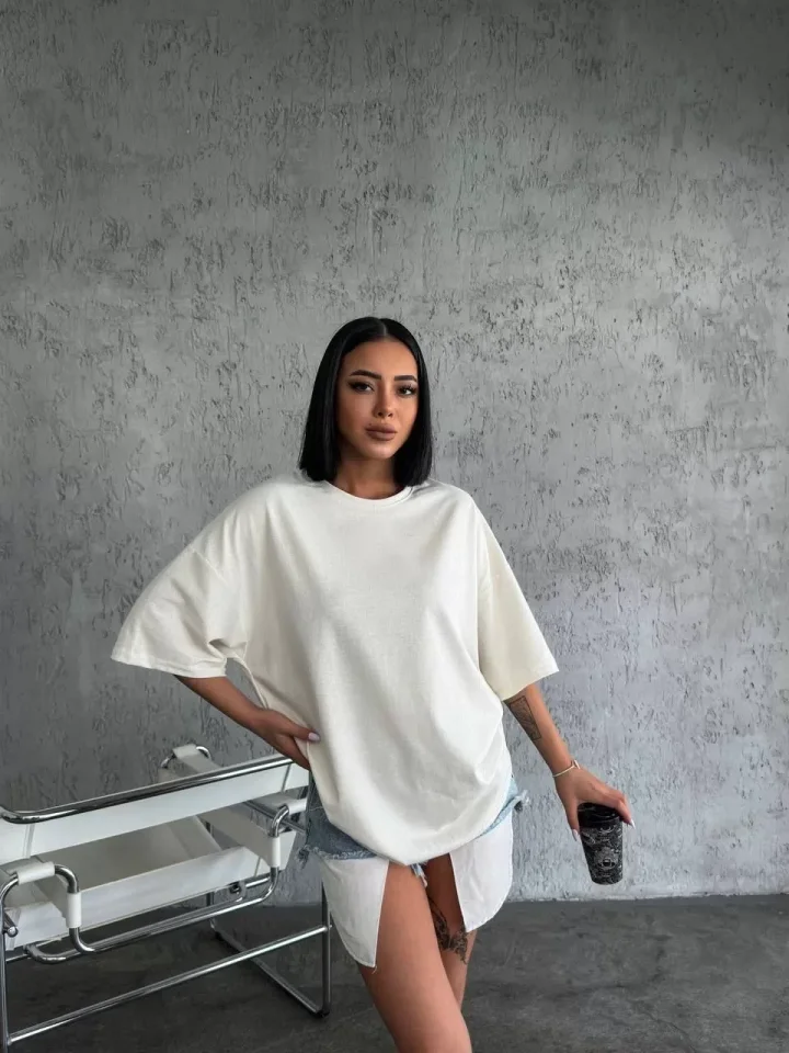 Girince 117827 White Crew-Neck T-Shirt