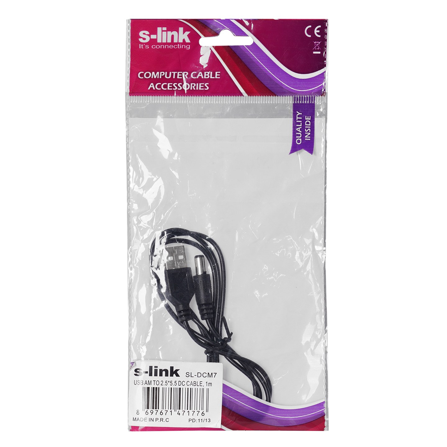 S-link SL-DCM7 USB M to 5.5 x 2.5 DC 1m Çevirici Kablo