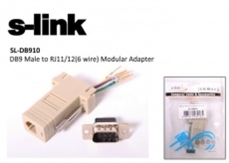 S-link SL-DB910 DB9-MALE TO RJ11/12 Modular Adaptö.
