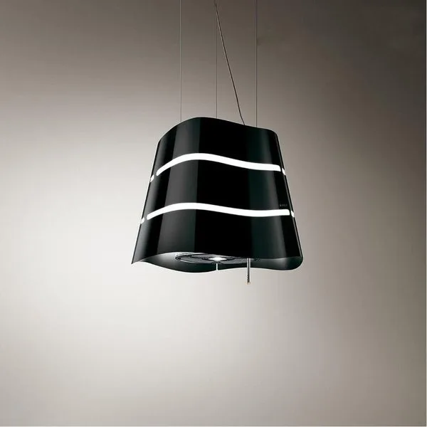 ELICA WAVE BLACK Dalga Desenli Siyah Ada Davlumbaz